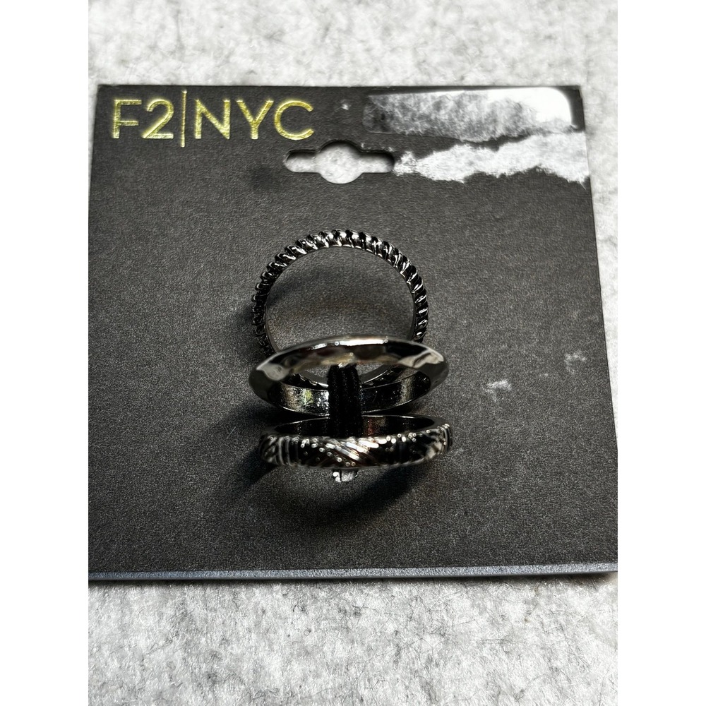 #58. F2/NYC Silver Tone Stackable Ring Set